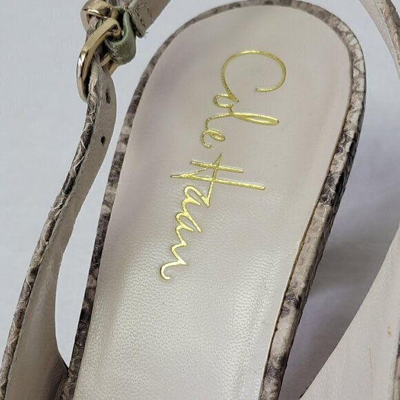 Cole Haan Nike Air Open Toe Animal Print Buckle Detail Slingback Pumps 8.5 Chic - Picture 5 of 10
